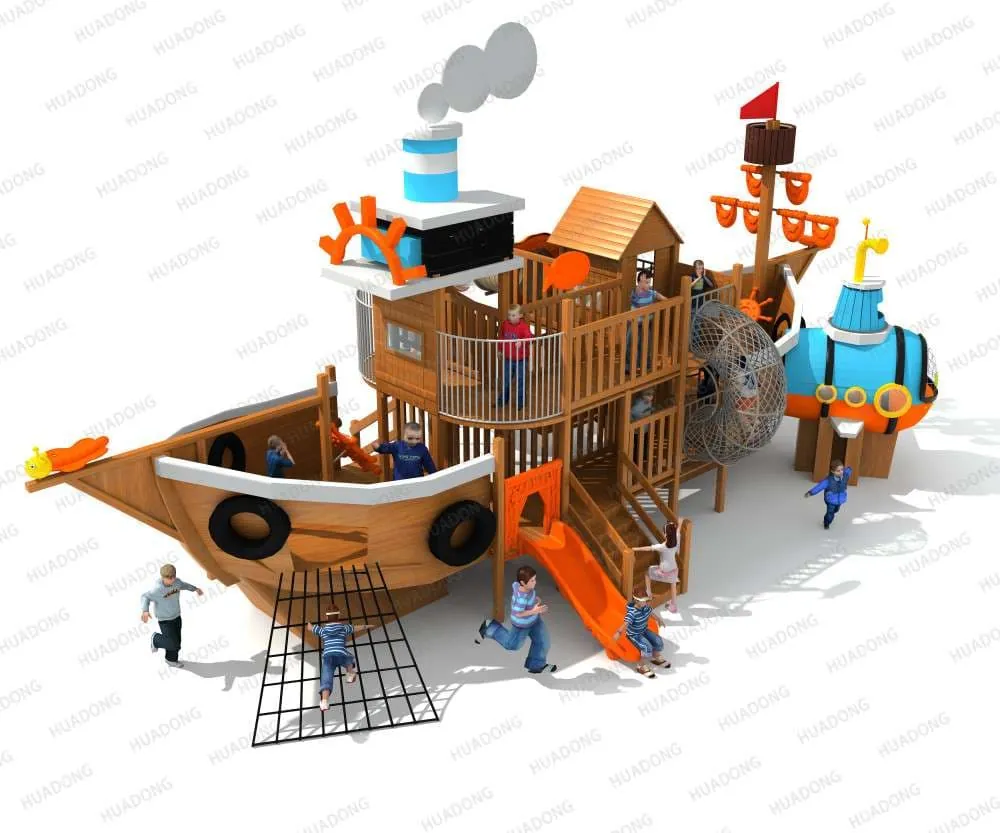 Wooden Pirate Ship HD-MHD010 - Children's Slide Slide Combination