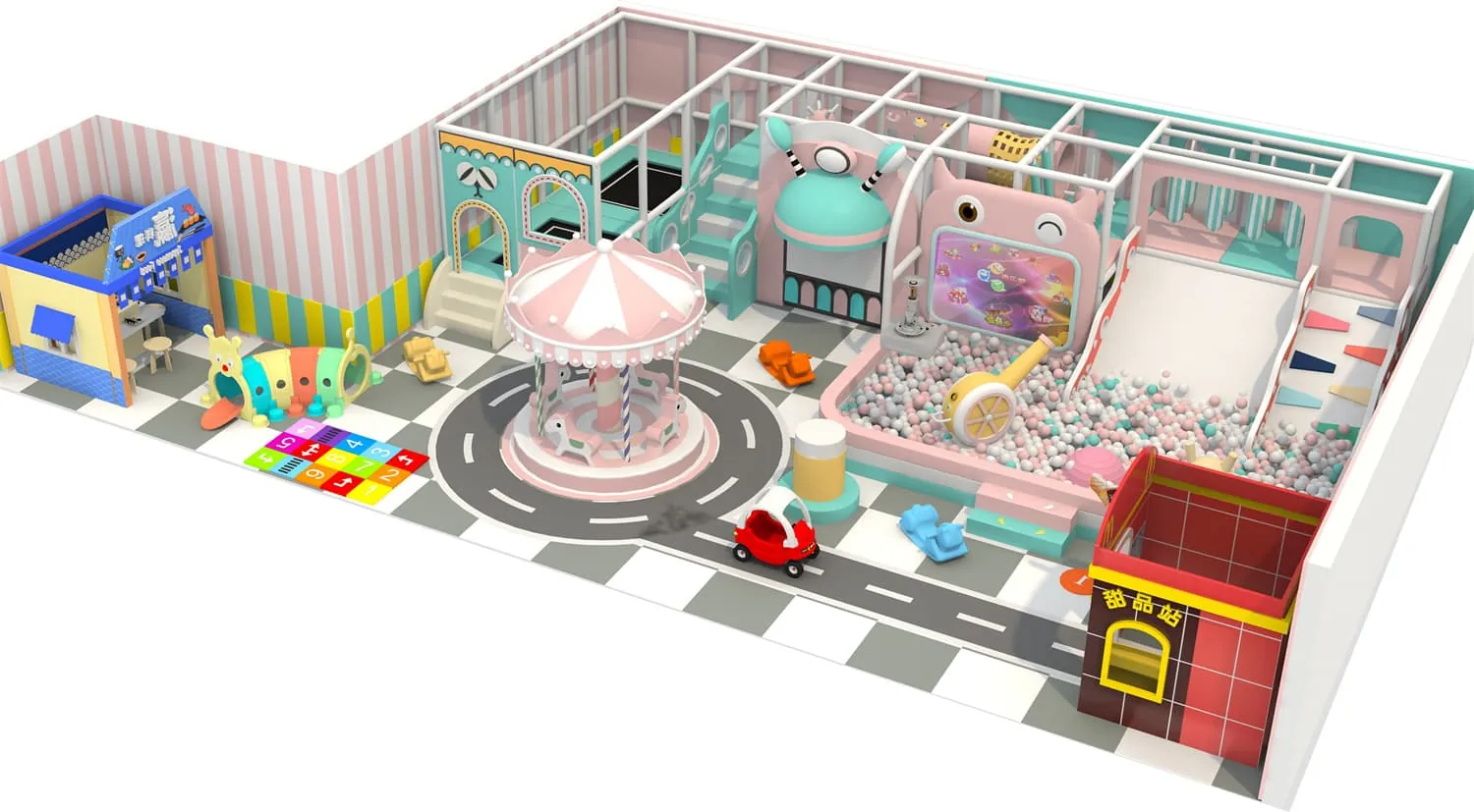 Colorful series macaron theme indoor naughty castle children's playground HD-TTB092