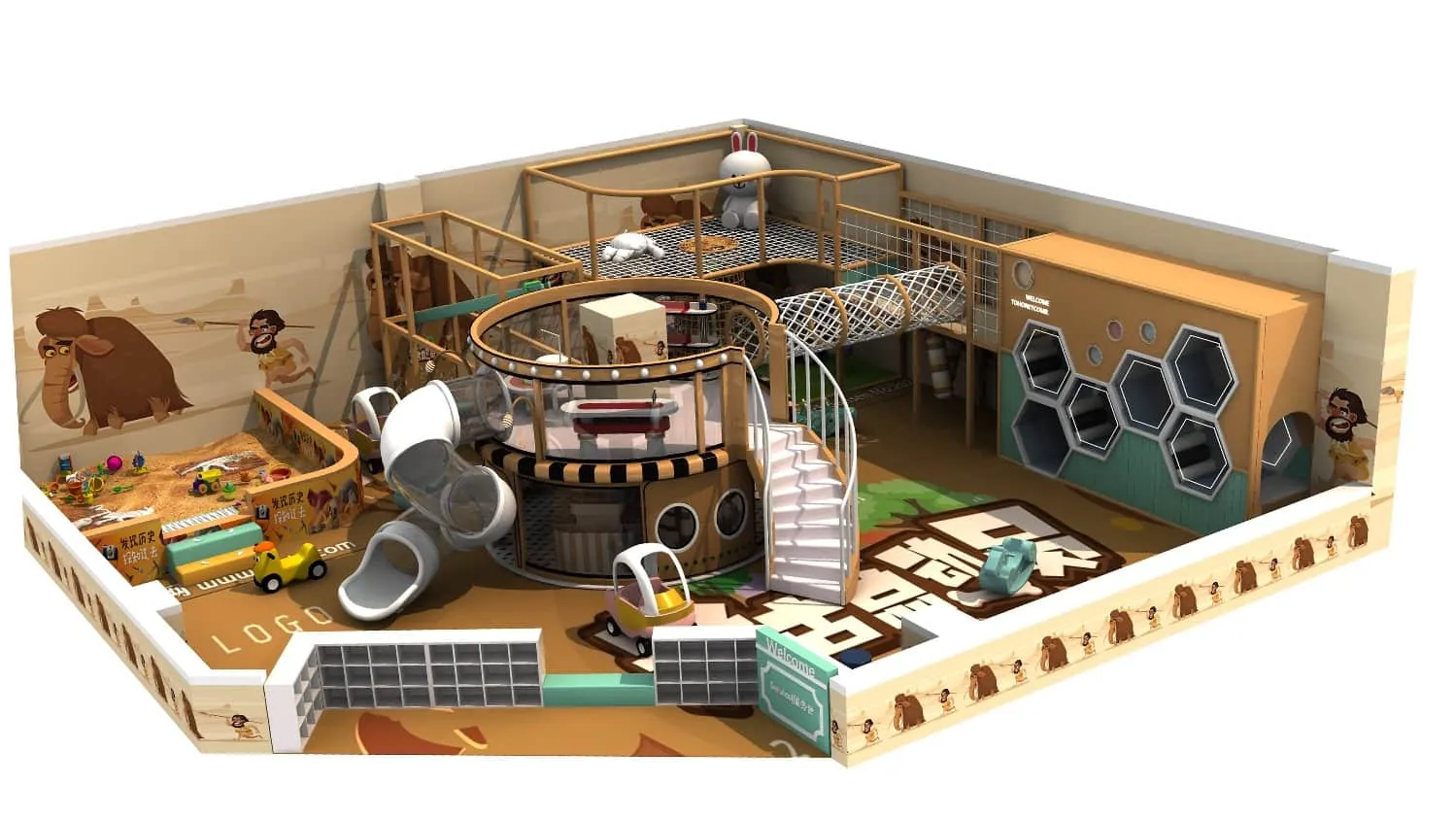 Indoor Ancient Tribe Theme Naughty Castle Children's Playground HD-TTB075