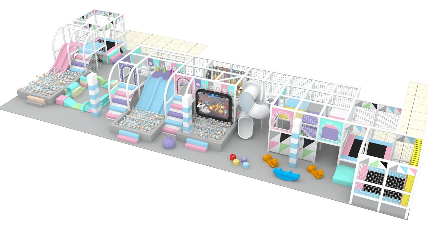 Colorful series macaron theme indoor naughty castle children's playground HD-TTB100