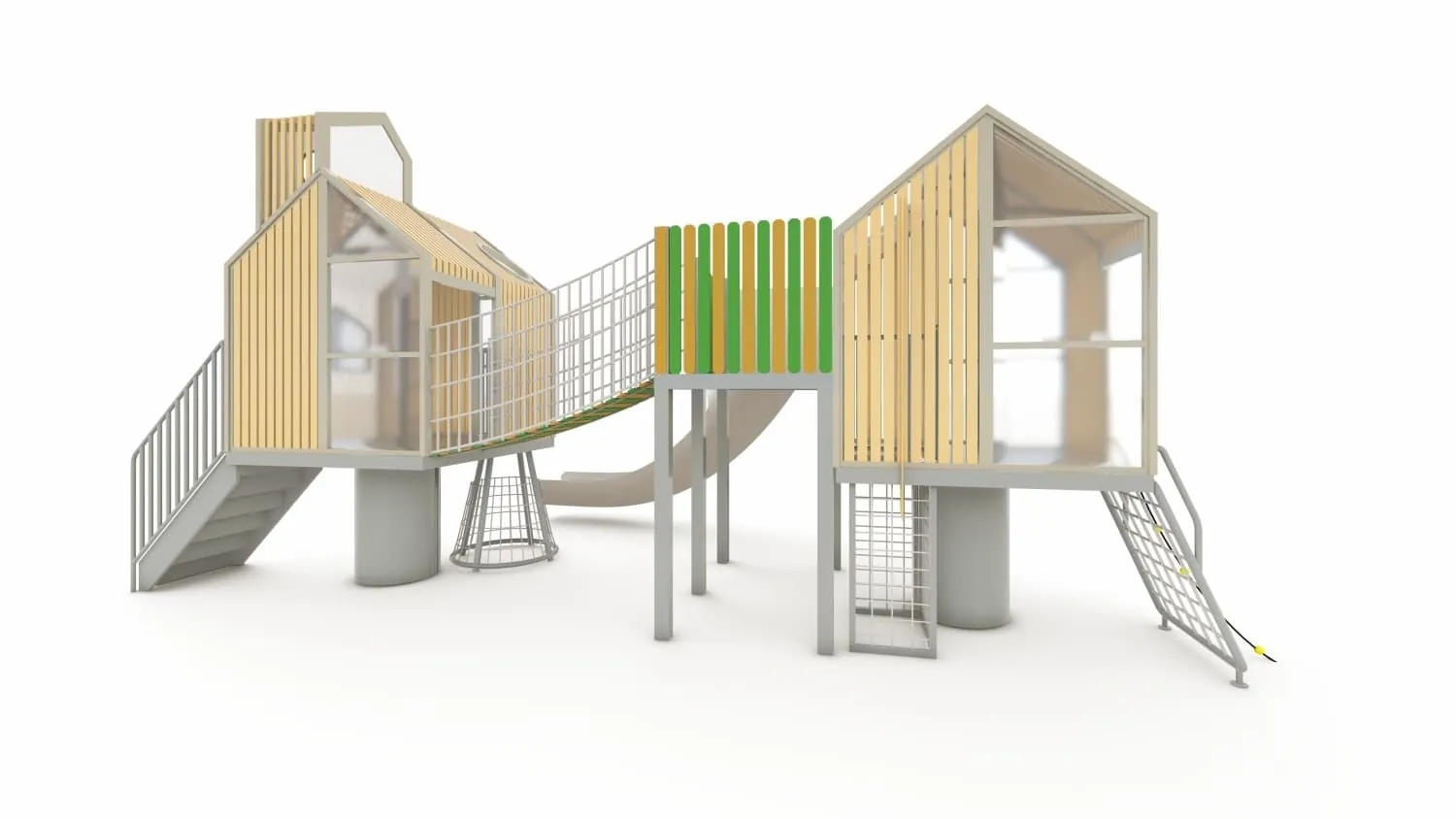 Wooden Climbing Net Cabin Theme Children's Playground HD-MLY012