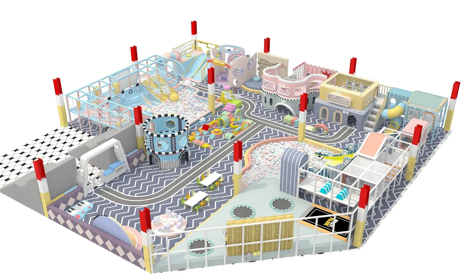 Colorful series macaron theme indoor naughty castle children's playground HD-TTB096