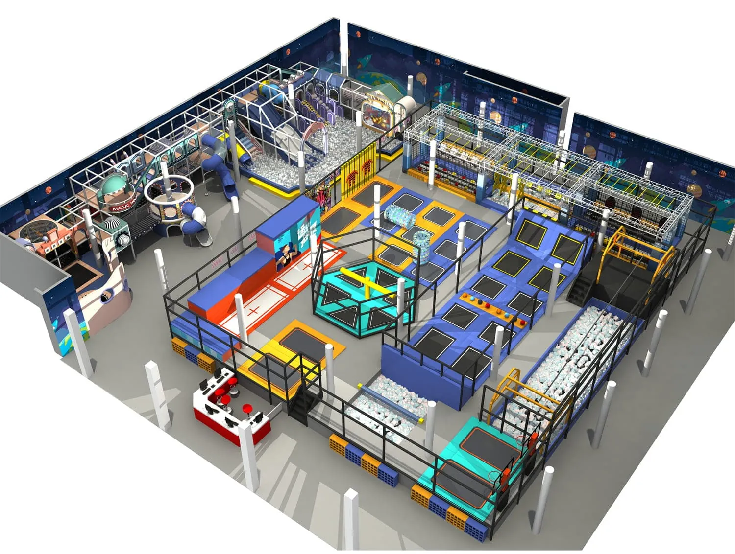 Indoor Trampoline Park & Naughty Castle Children's Amusement Park HD-TTB124