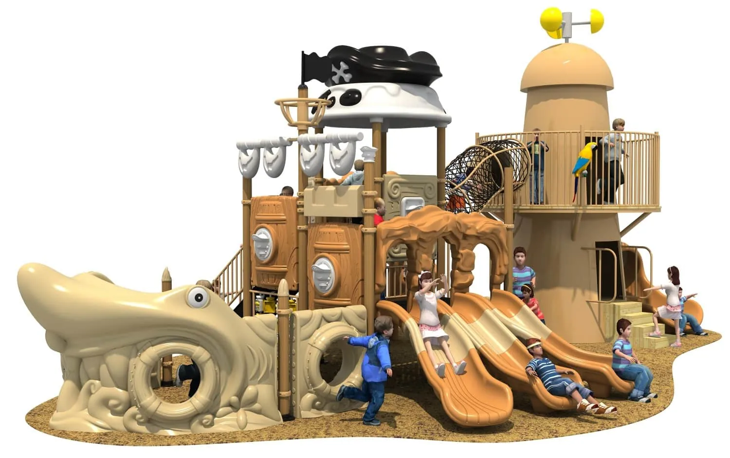 Pirate Ship HD-HDD001 - Children's Slide Slide Combination