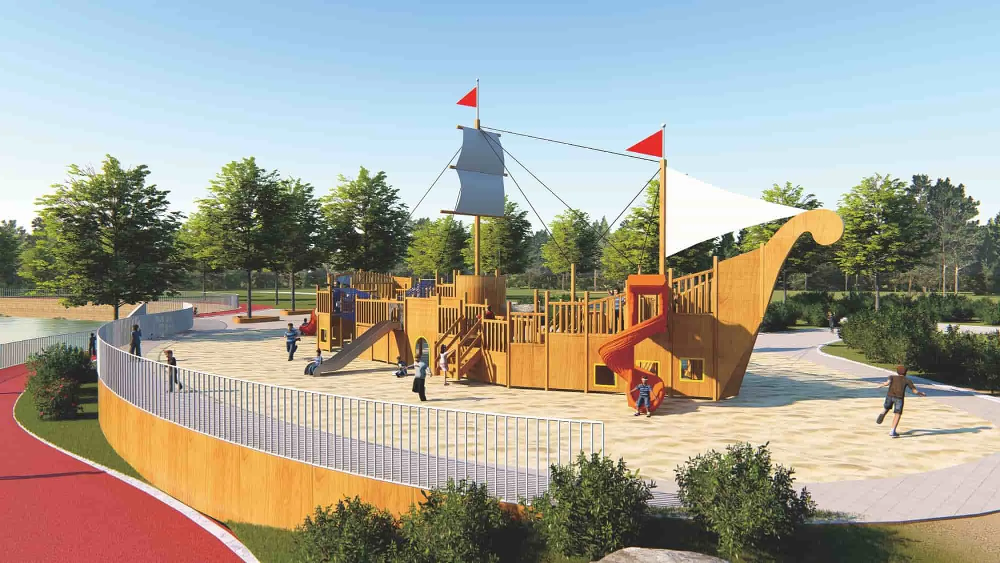 Large Wooden Custom Non-Standard Pirate Ship Combination Slide HD-MHD011