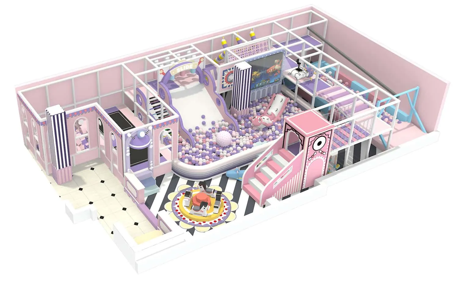 Colorful Series Indoor Ball Pit Trampoline Playground for Kids HD-TTB119