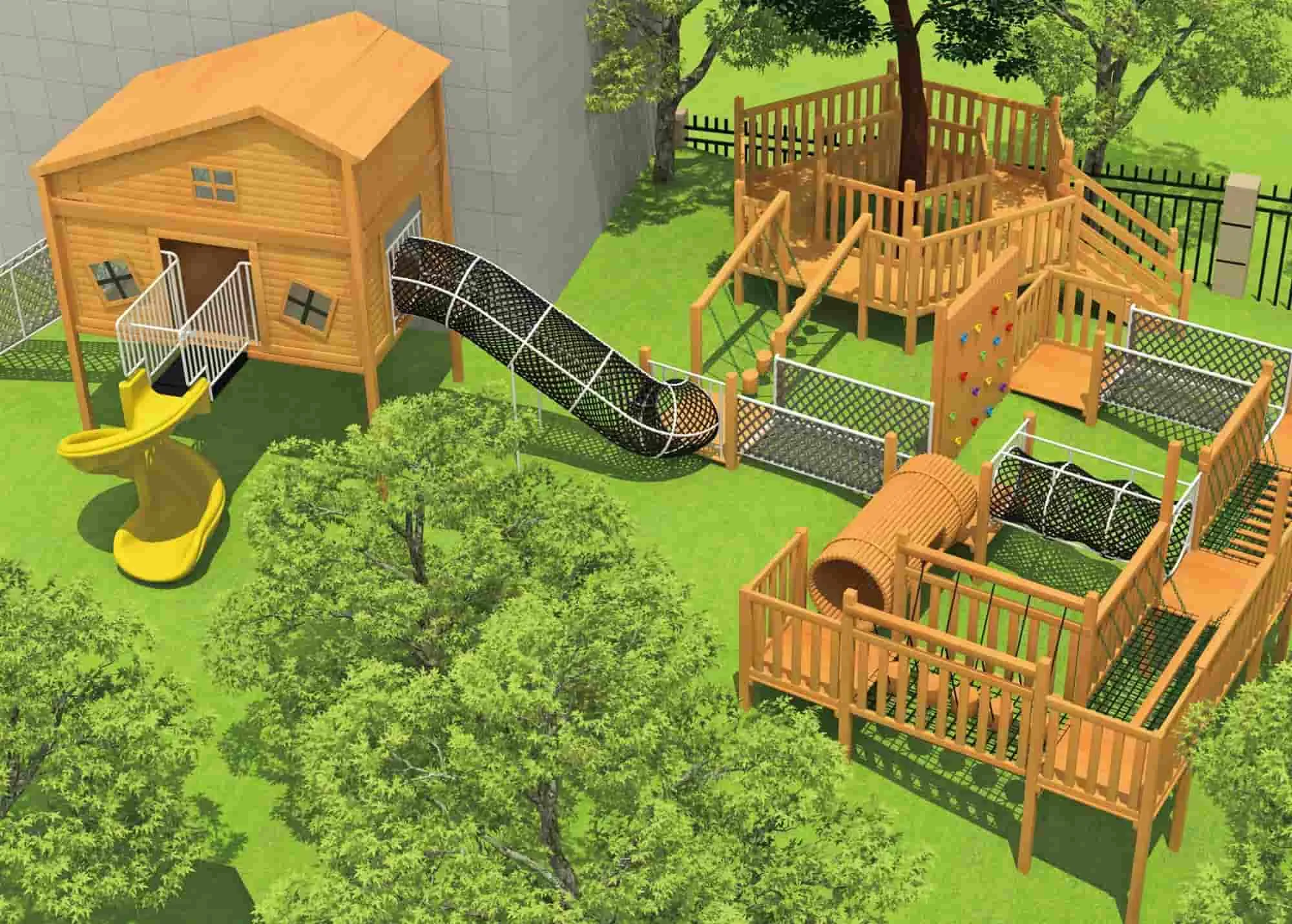 Wooden Non-Standard Custom Forest Climbing Expansion Park HD-MZT028