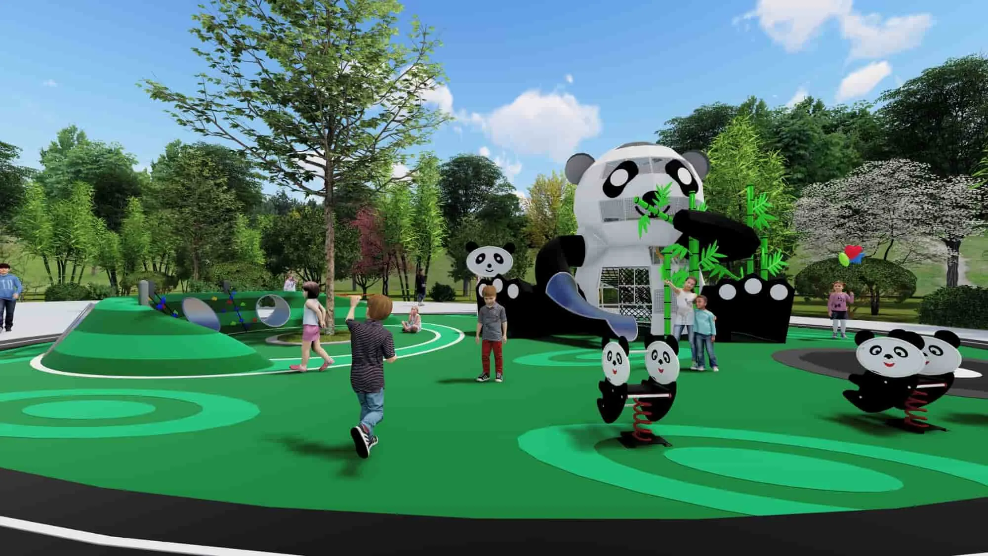 Giant Panda Theme Park HD-QXM026 Children's Slide Slide Combination