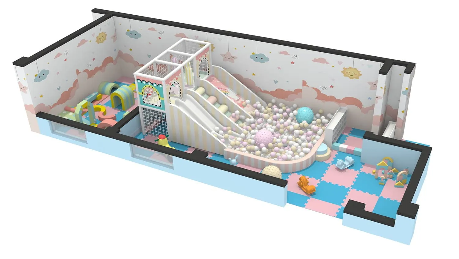 Colorful series macaron theme indoor naughty castle children's playground HD-TTB104